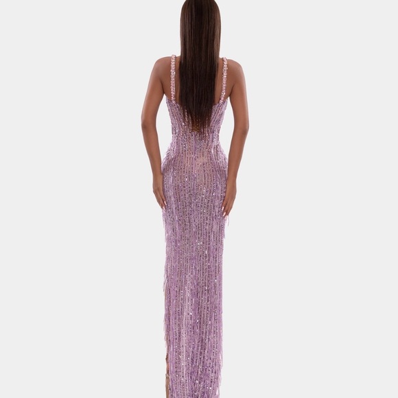 Glamorous Lilac Sequin Prom Dress - Picture 2 of 3